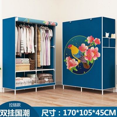 雅锐凡简易布衣柜组合钢架加固全封闭防尘收纳衣橱挂衣柜自由组装