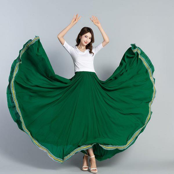 蕗依纯红色半身长裙女a字春夏雪纺显瘦新疆广场舞裙大摆720垂坠感,运动/瑜伽/健身/球迷用品,广场舞半身裙,淘宝优惠券,粉丝福利购,淘宝优惠卷