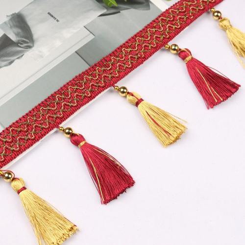 11公分窗帘吊穗花边帘头珠子花边双色铜珠吊球12米