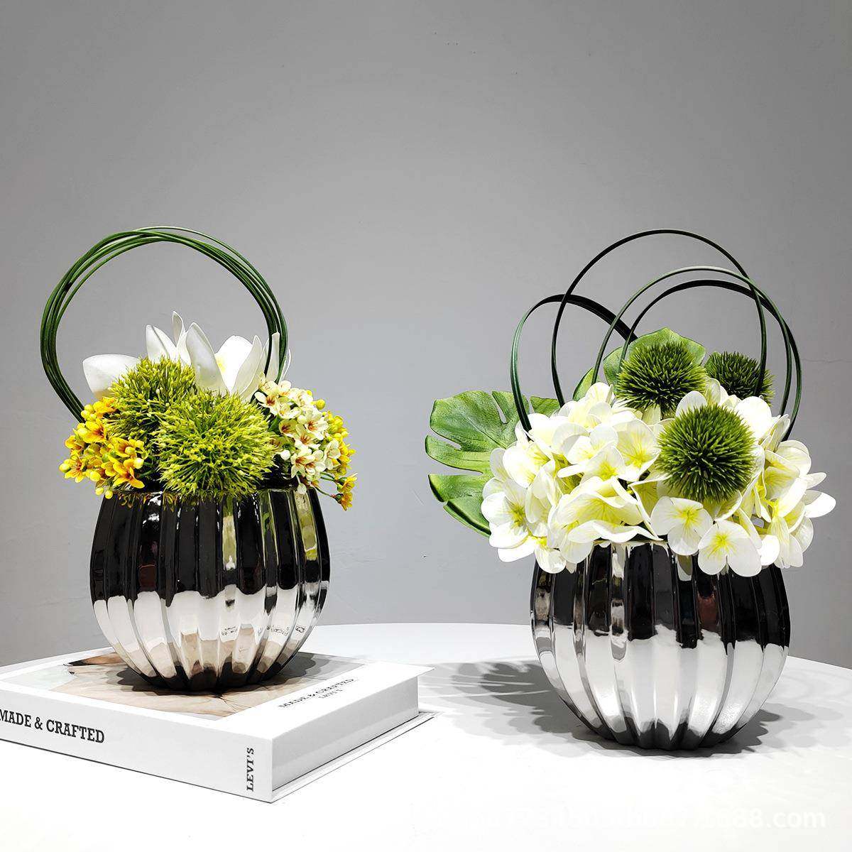 现代轻奢绿植售楼处洽谈桌花艺餐桌假花样板间仿真花客厅茶几摆件,电子元器件市场,其它元器件,淘宝优惠券,粉丝福利购,淘宝优惠卷