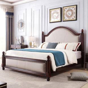 美式轻奢实木床全实木一米八的双人床主卧江西赣州家具直销床