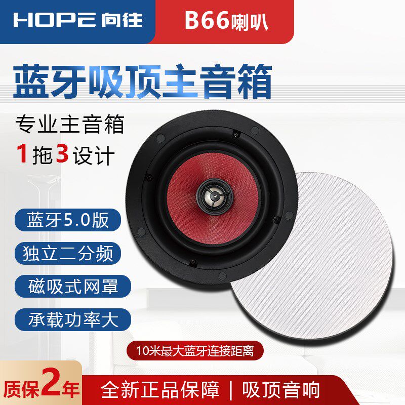 向往b66蓝牙吸顶喇叭支持一拖三背景音乐吸顶顶喇叭天花喇叭嵌入