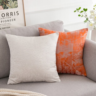 橘红色沙发抱枕套2022新款长方形定制尺寸白色床头后背靠垫套靠枕