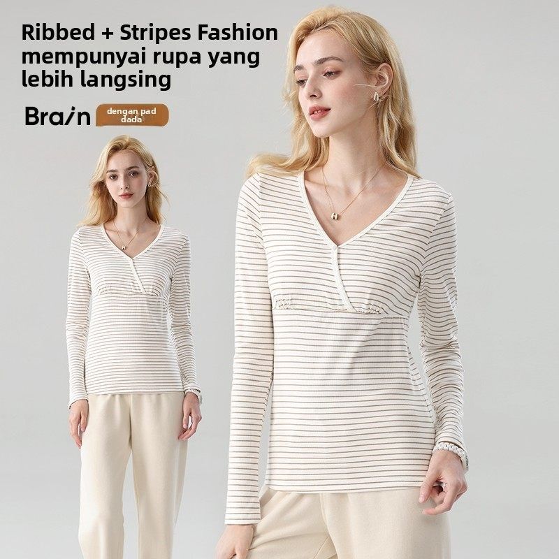 哺乳上衣打底衫秋衣单件孕妇秋装外出喂奶春秋季保暖月子服带胸垫,孕妇装/孕产妇用品/营养,家居服上装,淘宝优惠券,粉丝福利购,淘宝优惠卷