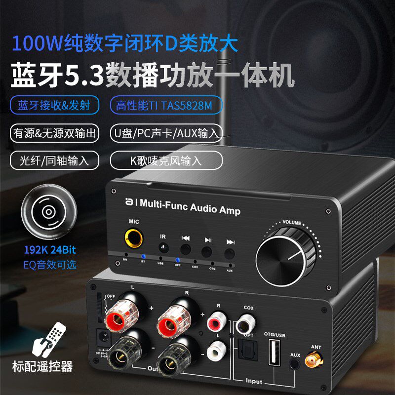 新款迷你蓝牙功放机小型数字大功率家用音箱蓝牙接收发射器一体机