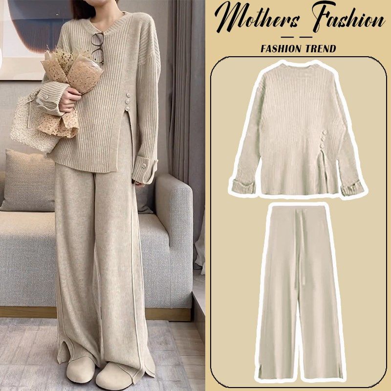 孕妇套装2024新款秋冬时尚洋气时髦慵懒风针织毛衣上衣裤子两件套,孕妇装/孕产妇用品/营养,连衣裙,淘宝优惠券,粉丝福利购,淘宝优惠卷
