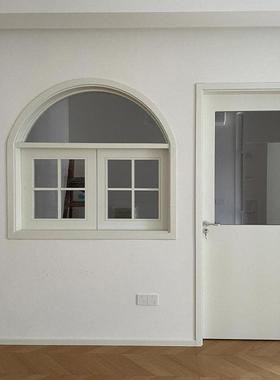 法式窗玻璃隔断窗奶油风拱形门窗定制客厅壁饰玄关装饰左右推拉窗