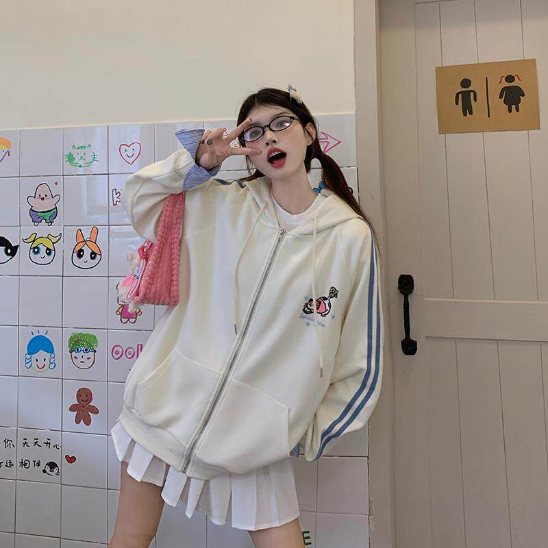 江小禾~大码女装2025秋冬新款韩系甜美显瘦卫衣开衫上衣外套