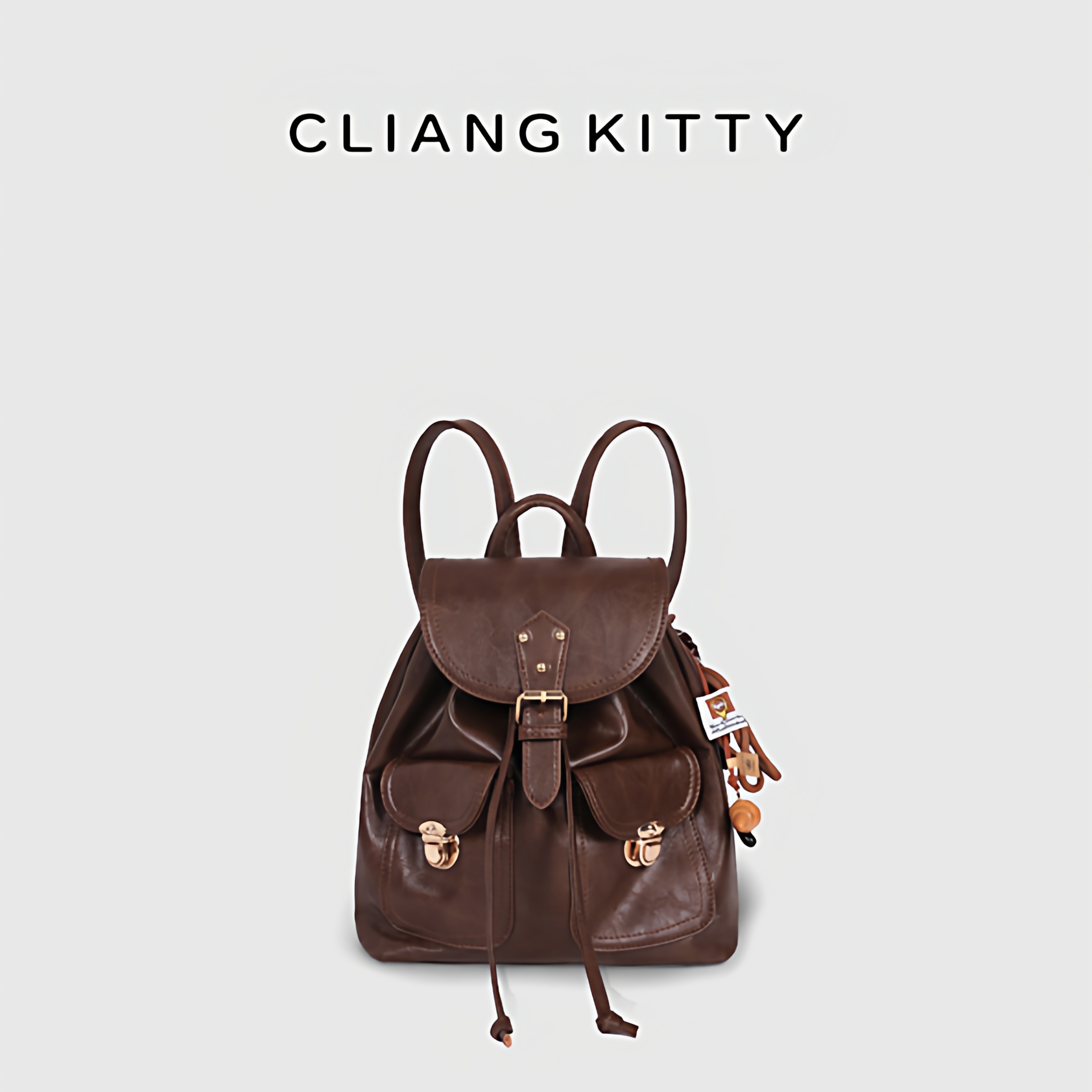 CLIANG KITTY复古百搭双肩包大容量2025新款旅行包通勤单肩背包女