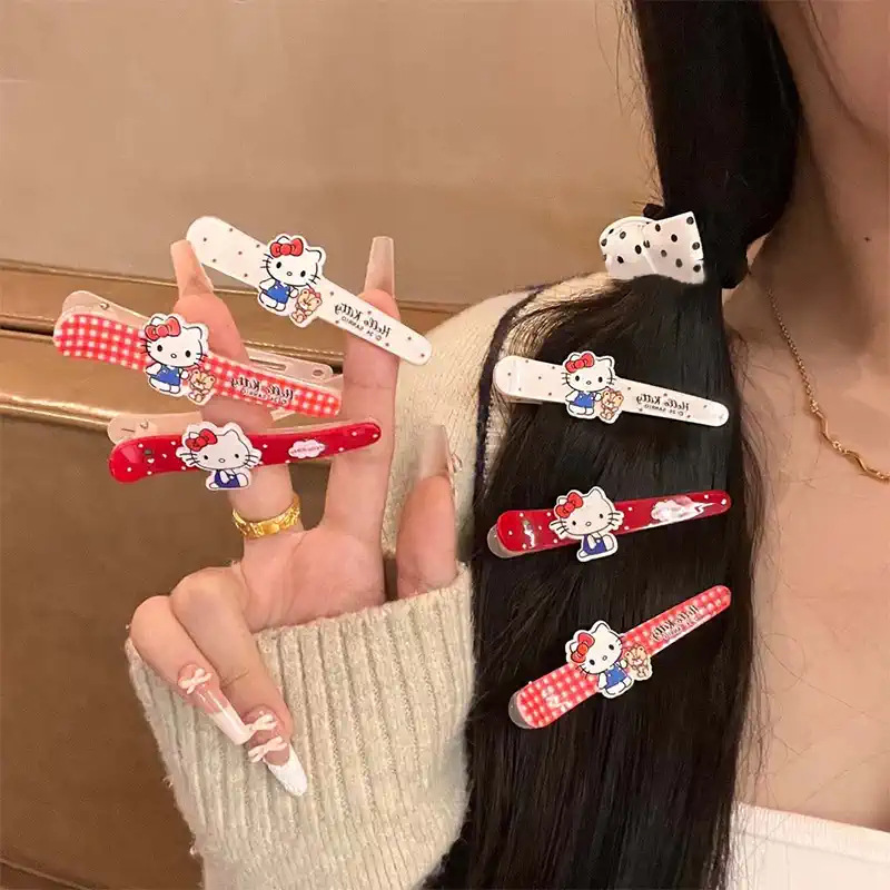 可爱格纹KT猫发夹卡通甜美少女
