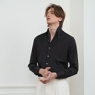 长袖 澳嘉衬衣男士 黑色寸衫 高端商务休闲衬衫 外套 男装 早春新品