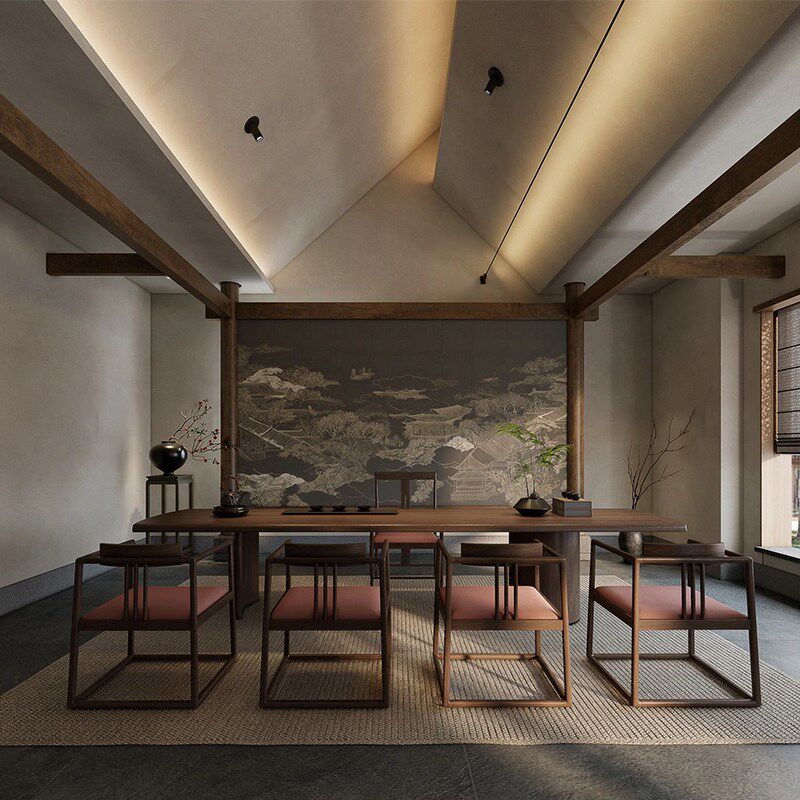 新中式茶桌2024新款高端胡桃木禅意实木茶台喝茶泡茶桌茶馆办公室