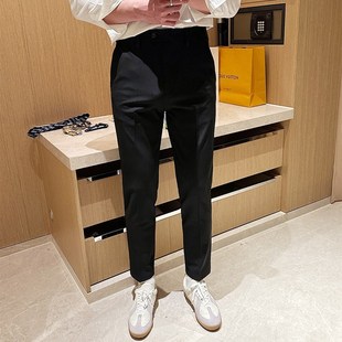 通勤修身 轻熟青年高级黑色休闲裤 商务西裤 新款 子男 春季 英伦风时尚