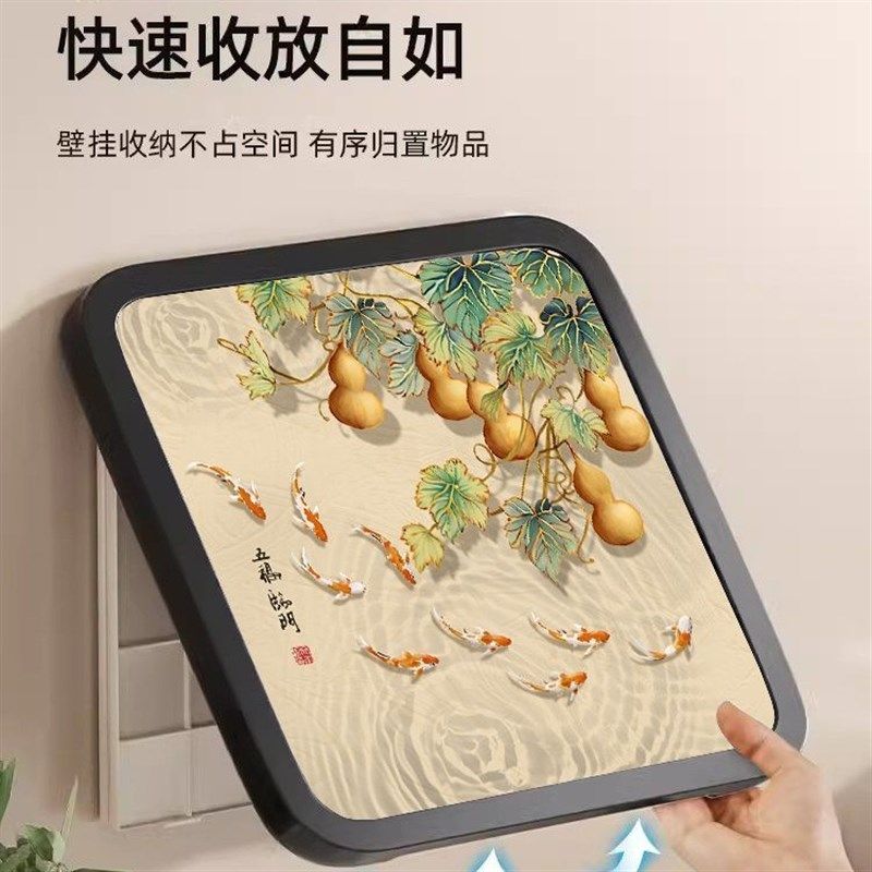 新中式浴室九鱼壁画收纳箱新中式卫生间放衣服神器防水折叠置物架,家装主材,卫浴置物架,淘宝优惠券,粉丝福利购,淘宝优惠卷