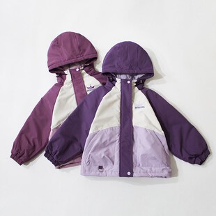 2024冬厚实丝棉110-150码女童外套冲锋衣连帽保暖轻盈抗风洋气