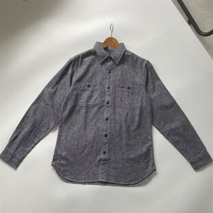 双R男装长袖牛仔衬衫水洗做旧衬衫