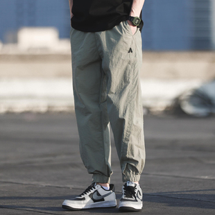 宽松休闲轻薄哈伦束脚九分裤 速干工装 冰丝潮流长裤 男夏季 子 休闲裤