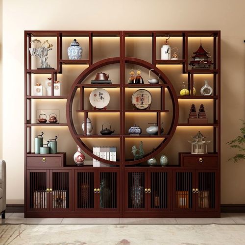 新款博古架中式古风办公室展示柜茶室茶叶架子茶具酒水摆件置物架