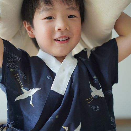 满呐2023夏季新品真丝汉服斜襟男童女童上衣裤子短袖套装