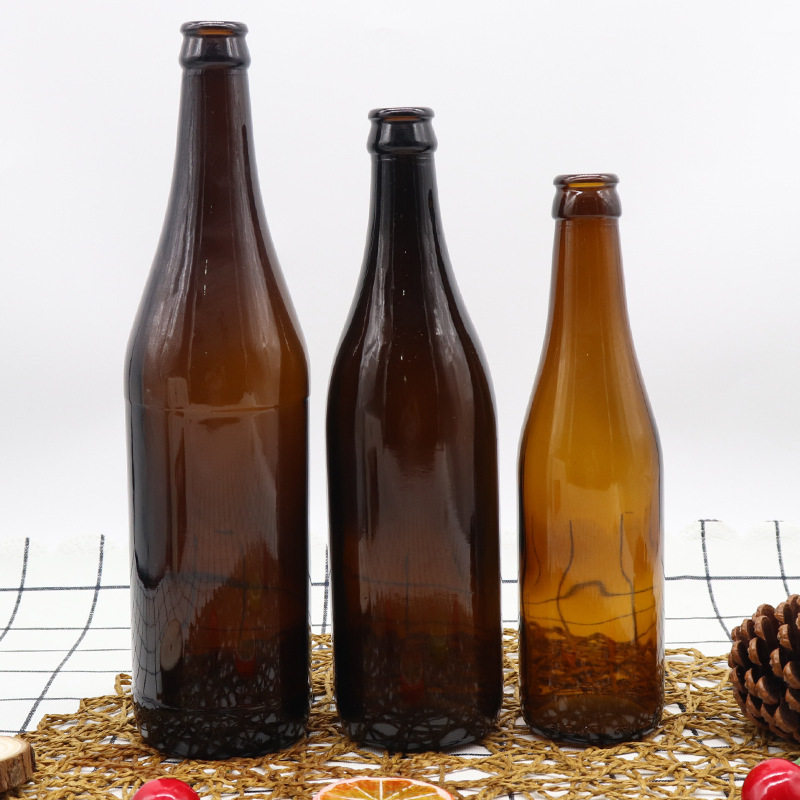 茶色啤酒瓶精酿啤酒瓶玻璃饮料瓶冰酒瓶棕色玻璃饮料瓶海伦小熊瓶