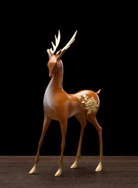 青铜敦煌九色鹿摆件彩铜鹿工艺品客厅玄关摆设装饰品新居乔迁礼品