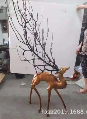 黄铜灵鹿工艺品摆件铸铜一鹿平安新中式雕塑办公家居装饰开业礼品