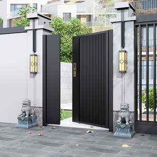 别墅铁艺庭院门百叶门小区进户大门花园门现代简约大小门不锈钢门