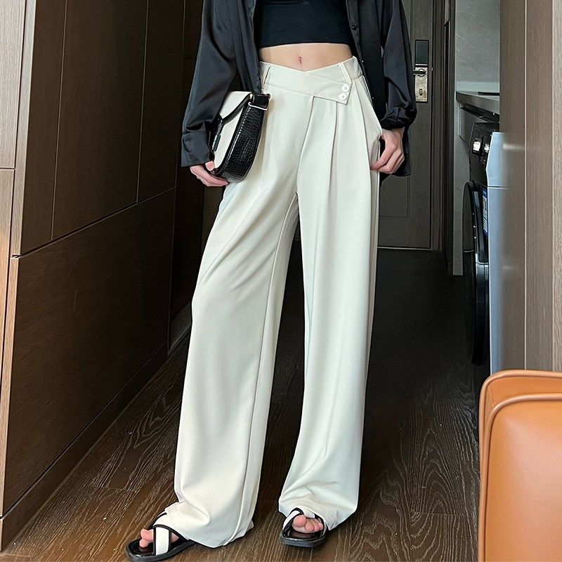 白色阔腿裤女高腰垂感春秋夏款显瘦休闲高级感职业西装裤直筒长裤,女装/女士精品,休闲裤,淘宝优惠券,粉丝福利购,淘宝优惠卷