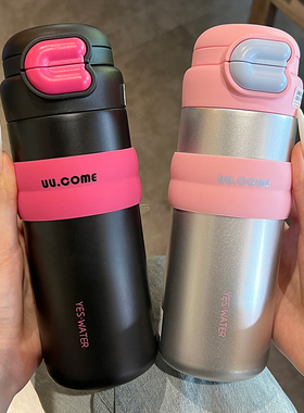 吸管保温杯女2025新款高颜值双饮水杯316不锈钢学生上学专用杯子