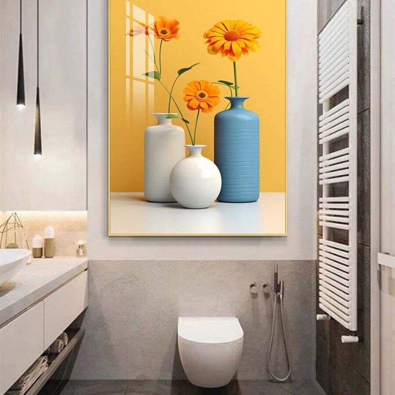 化妆室防水防潮装饰画现代酒店浴室挂画免钉洗手间浴室花卉墙壁画,家居饰品,现代装饰画,淘宝优惠券,粉丝福利购,淘宝优惠卷