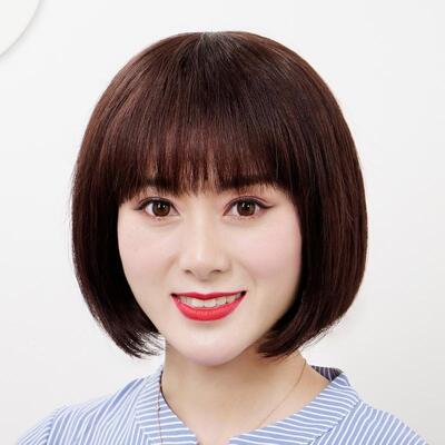 假发女短发中年女士轻薄透气全头套妈妈真发全真人发化疗光头发型