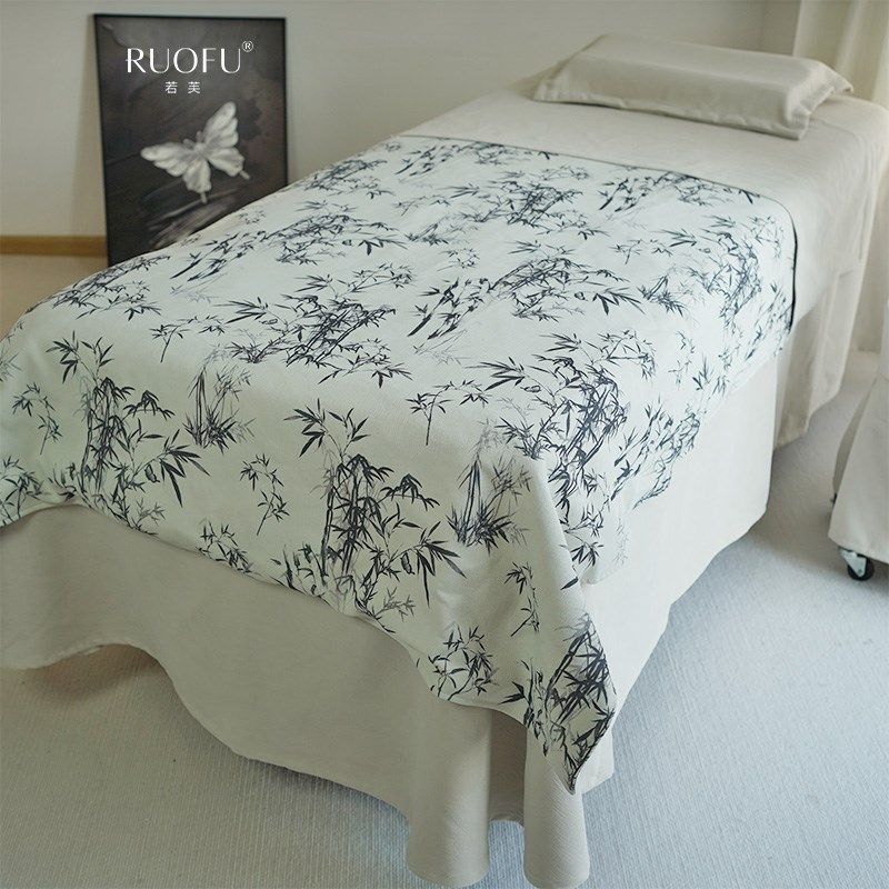 若芙美容床罩四件套新中式美睫美容床罩高端定制印花美容盖被,床上用品,床罩,淘宝优惠券,粉丝福利购,淘宝优惠卷