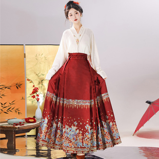 新款马面裙女套装织金妆花蓝黑红色敬酒服上衣中国风日常通勤春夏