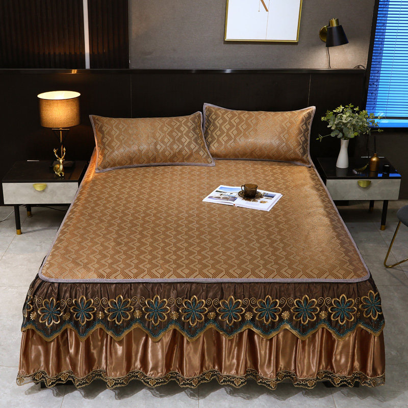 欧式床裙藤席冰丝凉席夏季床罩防滑席子可折叠空调软席加厚三件套,床上用品,藤席,淘宝优惠券,粉丝福利购,淘宝优惠卷