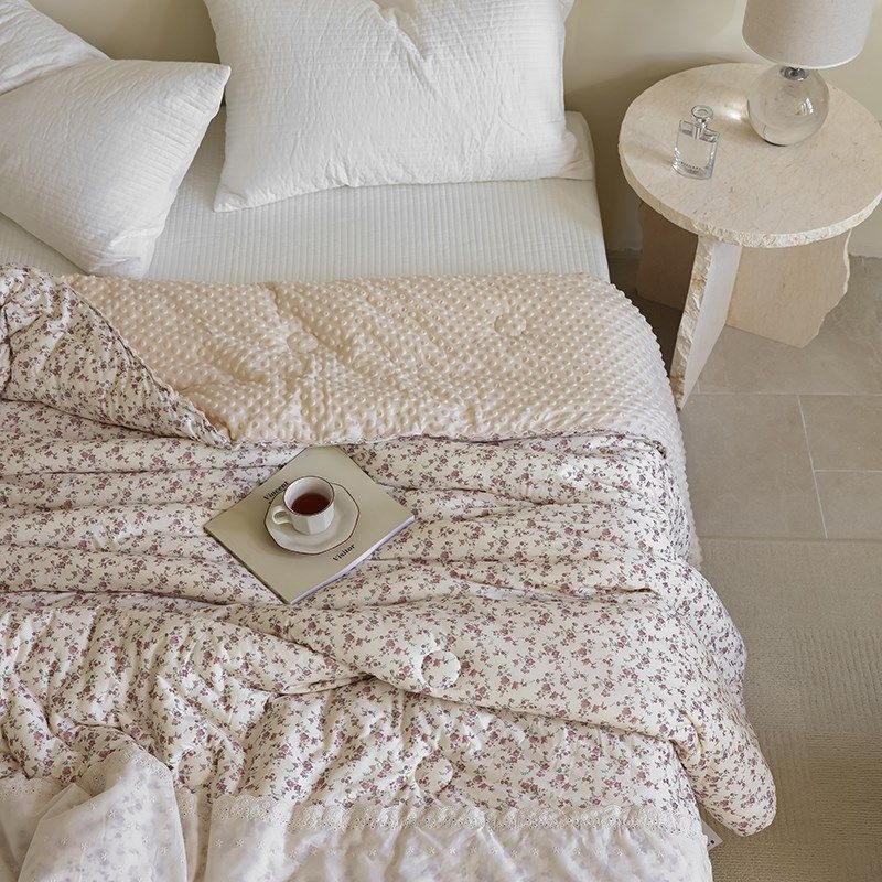 超软A类法式拼边针织棉豆豆被1.5春秋被子2米冬被柔软可水洗被芯,床上用品,化纤被,淘宝优惠券,粉丝福利购,淘宝优惠卷