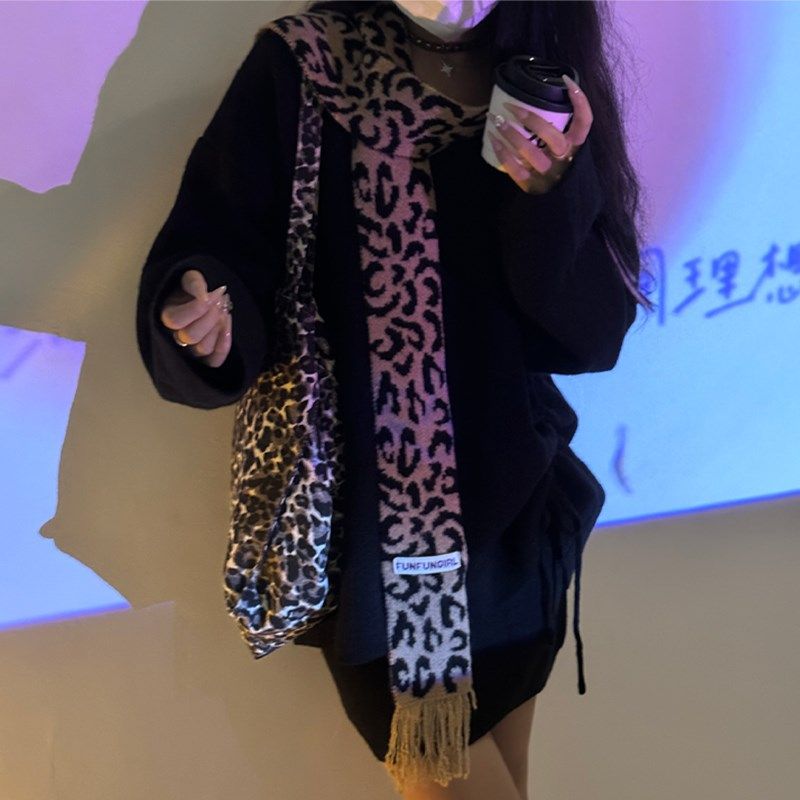 韩版新款复古甜酷辣妹豹纹细长条围巾女秋冬季时尚百搭豹纹单肩包,服饰配件/皮带/帽子/围巾,围巾/丝巾/披肩,淘宝优惠券,粉丝福利购,淘宝优惠卷