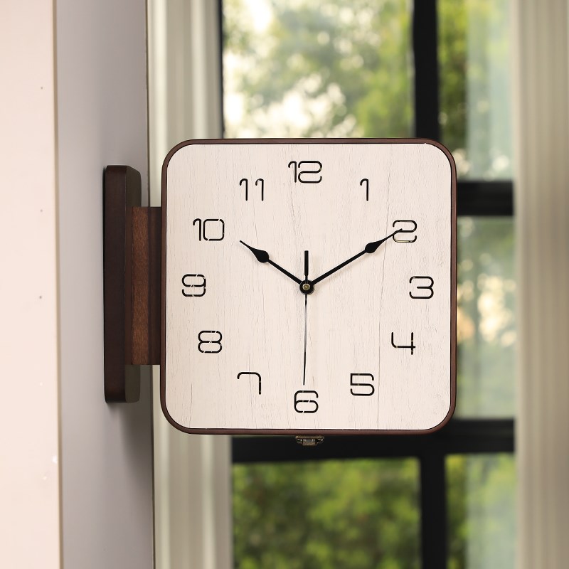 现代简约客厅挂钟2025t新款双面转角挂钟钟表侧挂挂墙时钟高级大