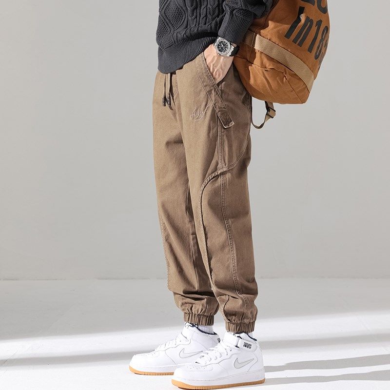 秋冬美式复古工装裤男宽松复古潮流束脚裤情侣松紧细带裤子休闲裤,男装,休闲裤,淘宝优惠券,粉丝福利购,淘宝优惠卷
