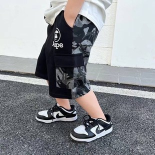 新款 五分裤 日系童装 子迷彩拼接猿猴炸街短裤 男童宝宝休闲裤 夏季