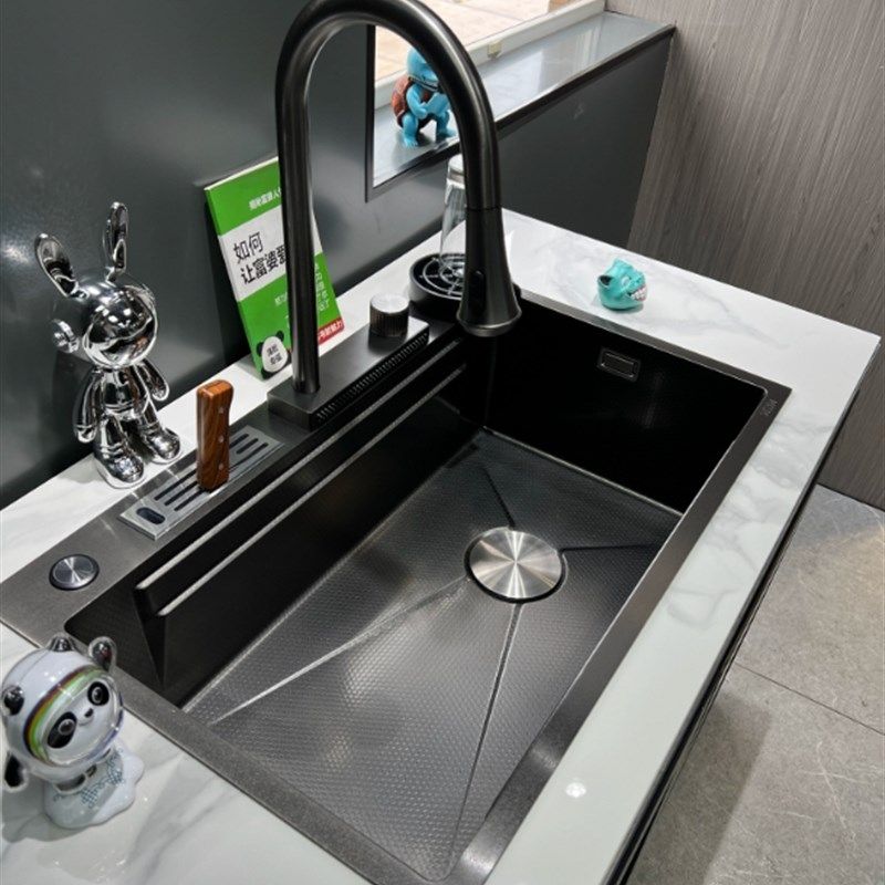 304飞雨瀑布大单槽手工纳米水槽橱柜枪灰厨房一体式洗菜盆帝亮,家装主材,水槽套餐,淘宝优惠券,粉丝福利购,淘宝优惠卷
