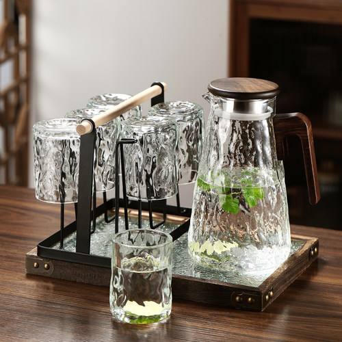 高档冷水壶玻璃耐高温家用大容量夏季杯子高级感轻奢凉开水杯套装