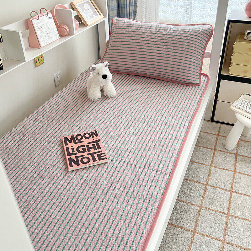 2024新款一面纯棉一面绒学生宿舍床盖三件套上下铺专用单人被套