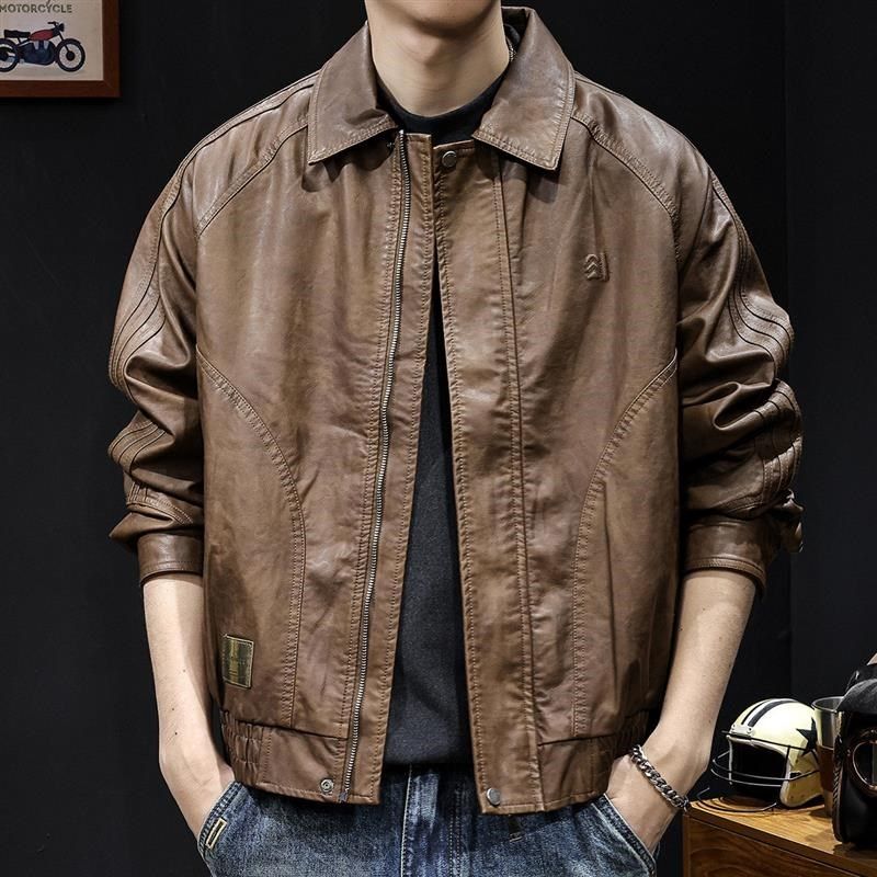 美式复古皮衣外套男高级感机车秋冬2024新款男士短款加绒大码潮牌