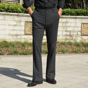 深灰色弹力喇叭裤 休闲大脚裤 男青年韩版 垂感免烫微喇西裤 修身 新品