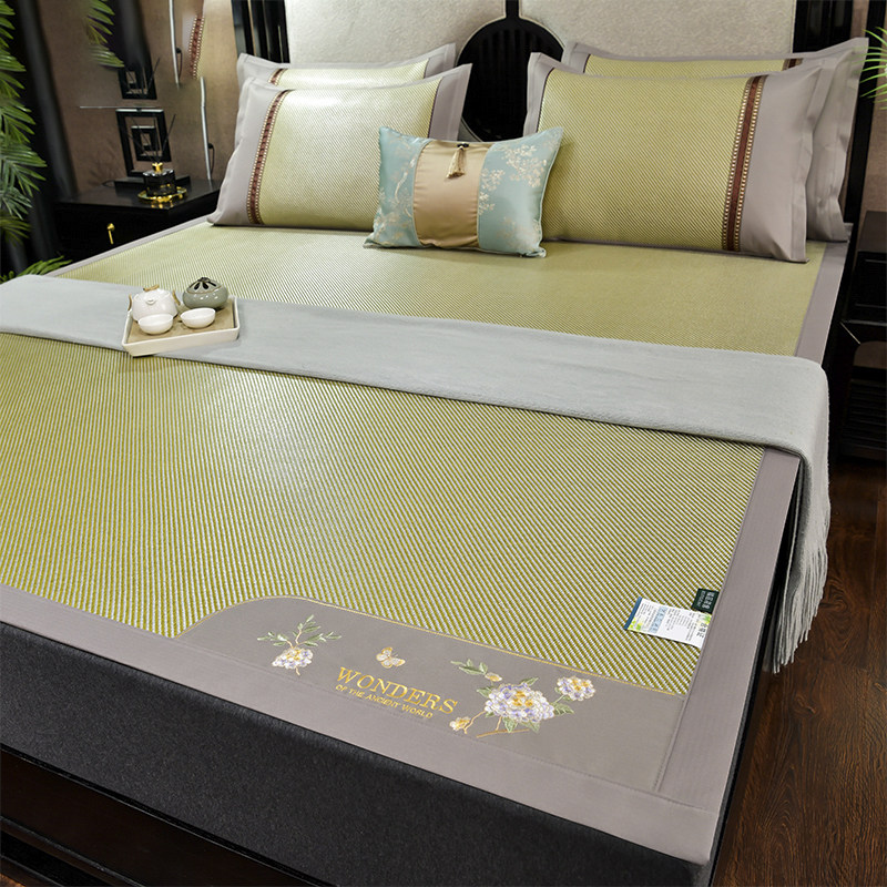 夏季冰丝凉席三件套家用可水洗床笠席款子可折叠机洗1.5m春秋两用