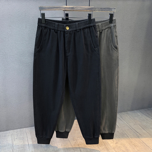 百搭长裤 2023新款 子 秋季 宽松哈伦束口裤 潮牌简约仿牛仔休闲裤 男士