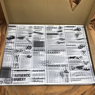 38X28烘焙垫盘纸 木托盘防油垫盘纸 英文面包隔油纸硅油纸1000张