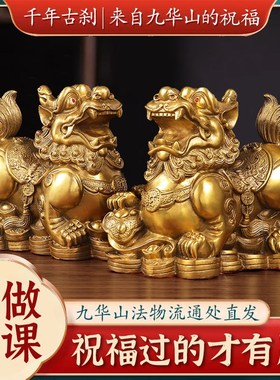 【已做功课祝福】全铜貔貅一对公母招财守财聚财客厅店铺家用摆件