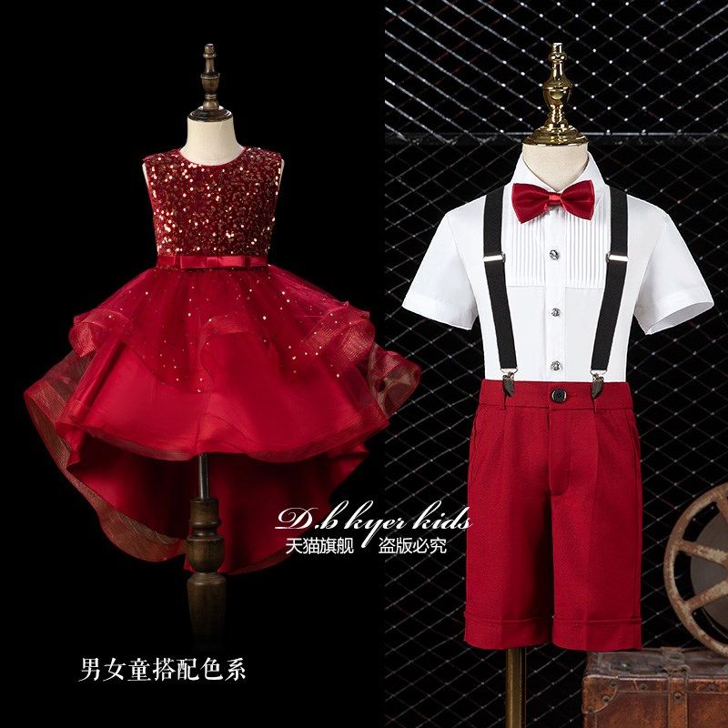 儿童六一演出服女童公主裙蓬蓬纱男童礼服套装幼儿园毕业照表演服图片