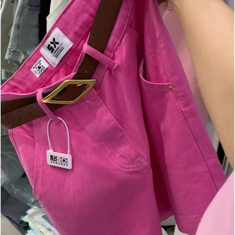 火龙果色大码牛仔短裤女2024夏季新款梨形身材高腰显瘦直筒五分裤,女装/女士精品,大码裤装,淘宝优惠券,粉丝福利购,淘宝优惠卷